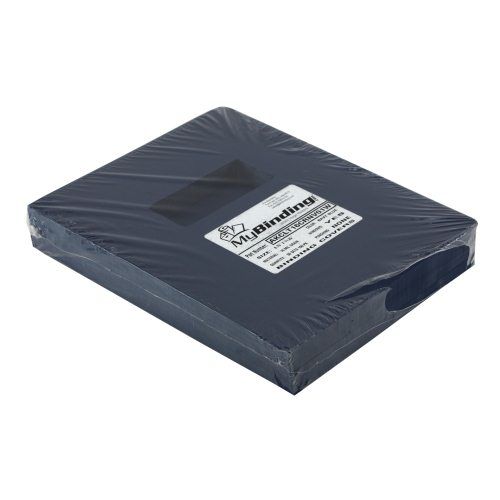 Navy Leather Grain 8.75 Inch x 11.25 Inch Poly Covers With Windows (50 sets) Image 1