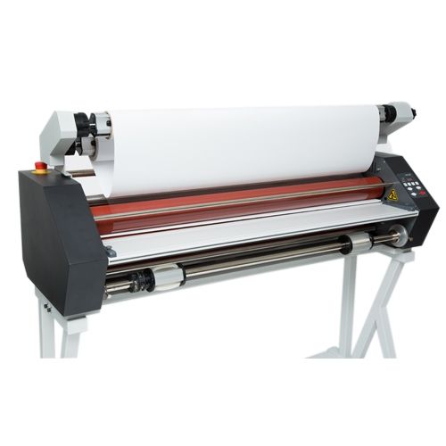 Phoenix 4400-DHP 44" Wide Format Hot and Cold Roll Laminator in operation with a roll of paper loaded.