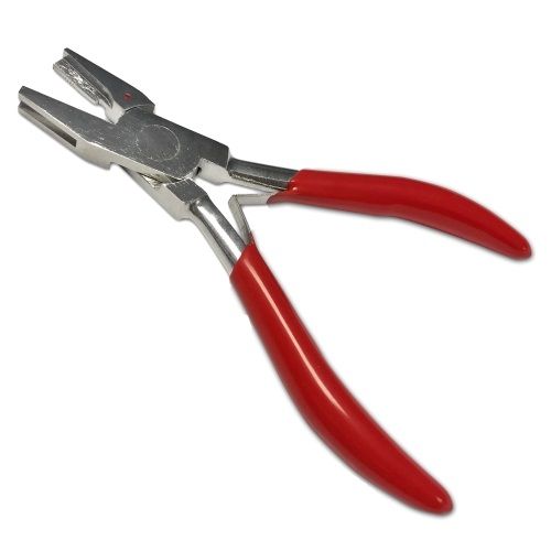 Red-handled Coil Hand Crimpers / Crimping Pliers with a metal body, shown on a white background.