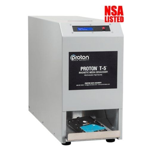 Proton T-5 Hard Drive Degausser, an NSA-listed device for secure magnetic media data destruction.