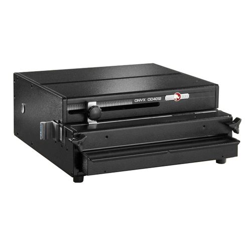 The Rhin-O-Tuff Onyx OD4012 11" Electric Punch machine, highlighting its compact and sturdy build.