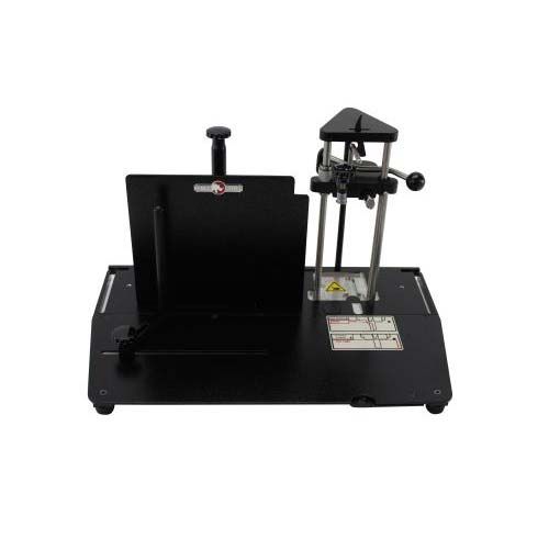 Rhin-O-Tuff Onyx PAL-M Piks-A-Lift Manual Paper Lifter, a black manual paper lifting machine with a sturdy design, featuring an adjustable paper guide and compact base.