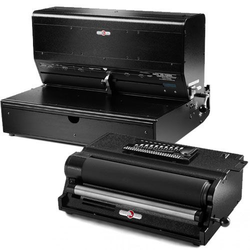 The Rhin-O-Tuff 7500HC4 Wide Format Electric Coil Binding System, showcasing its robust design and dual-module configuration.