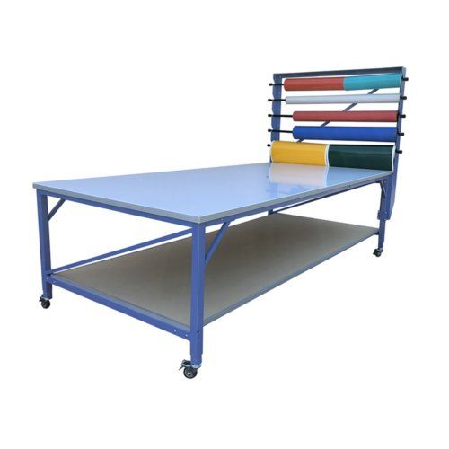 5' x 8' Rhino Work Table with 3/4" MDF Top/Cutting Mat/Roll Holder/Shelf Image 1