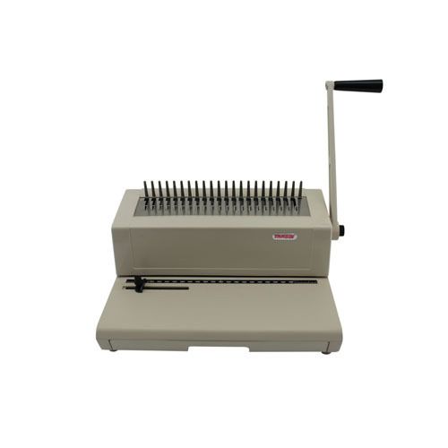 Tamerica 190PB Manual Plastic Comb Binding Machine with a lever handle and comb punching mechanism, designed for office use in binding documents.