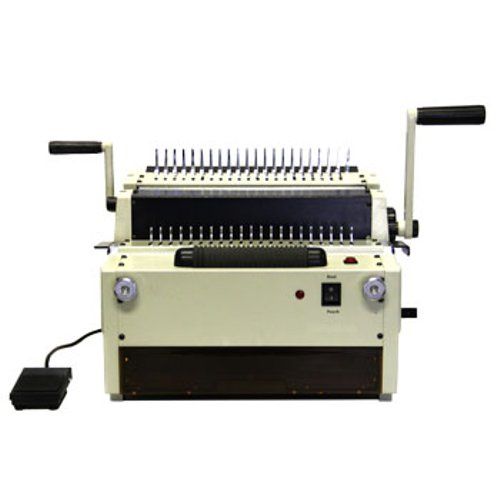 A Tamerica Omega-4in1 Electric Binding Machine with manual cranks and a foot pedal.