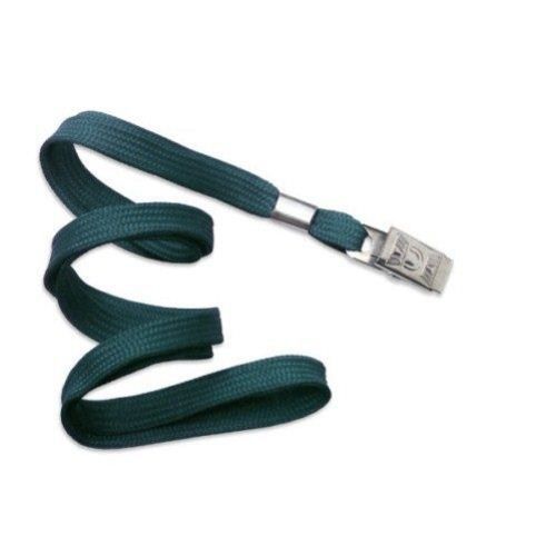Teal Flat Braid Lanyard with Bulldog Clip Image 1
