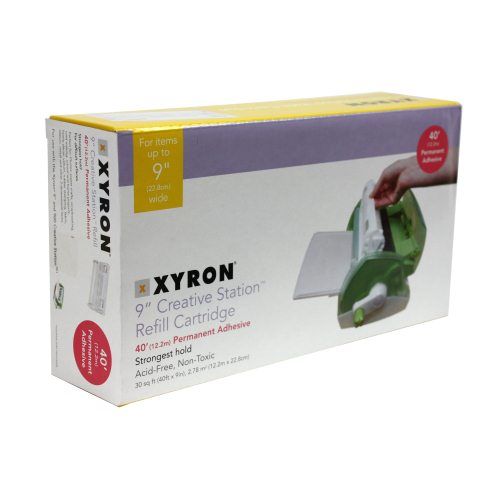 Xyron 900 Acid Free Permanent Adhesive Cartridge for 9-inch Creative Station, providing 40 feet of non-toxic, acid-free adhesive for crafting and laminating projects.
