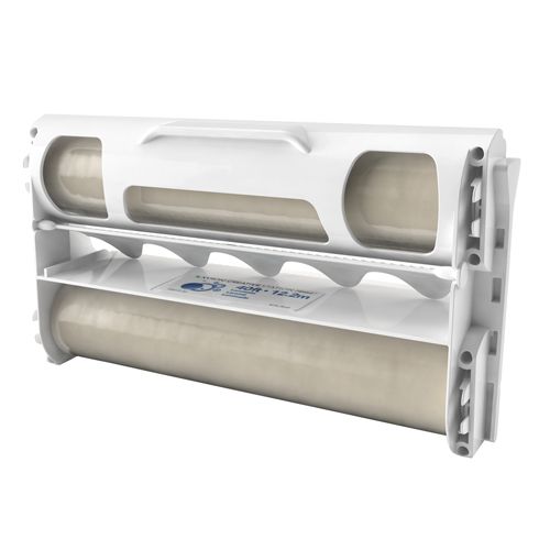A Xyron 900 Two-Sided Lamination Refill Cartridge, showing the white plastic casing with visible lamination film rolls.