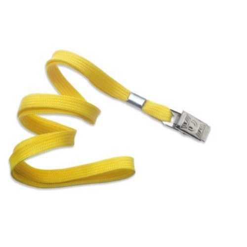 Yellow Flat Braid Lanyard with Bulldog Clip Image 1