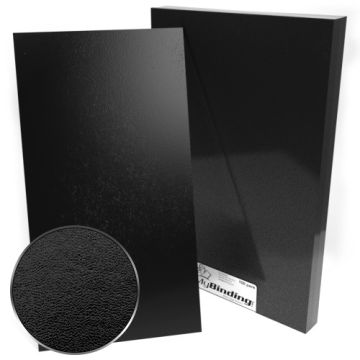 Black 11" x 17" Regency Leatherette Vinyl Covers in a pack of 100, showing a textured close-up of the leatherette finish for a professional and durable appearance.