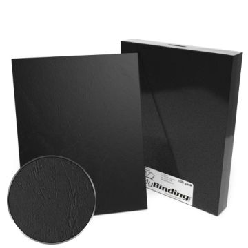 8.5" x 11" Grain Binding Covers - 100pk (Letter Size), featuring a textured black finish and a packaging box in the background.