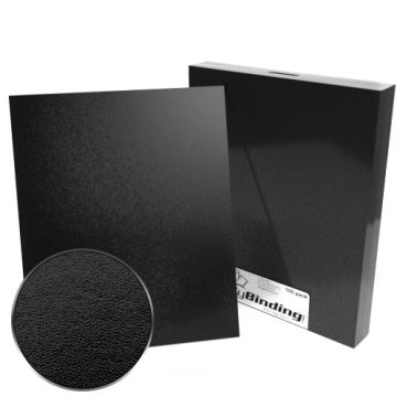 Black 9" x 11" Regency Leatherette Vinyl Covers, textured surface with a professional finish, packaged in a box containing 100 pieces.