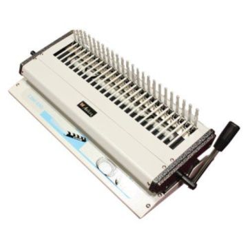 Akiles CBM650 Modular Plastic Comb Opener, a durable and efficient comb binding machine with a sturdy metal construction and an easy-to-use lever for opening plastic combs, designed for professional document binding.
