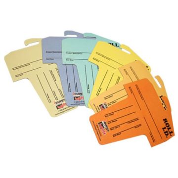 Assorted Core ID Cards for Vinyl Rolls in various colors, used for labeling and organizing vinyl roll cores.