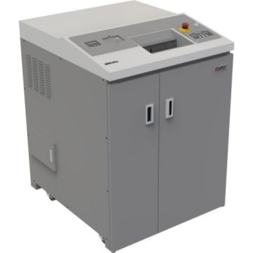 Front view of the Dahle PowerTEC 828 HD Hard Drive/Paper Shredder, a high-capacity industrial shredder designed for secure data destruction.