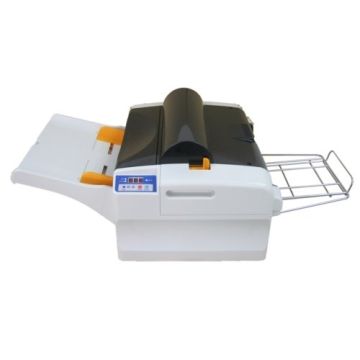 The Revo-Office 12 Automatic Roll Laminator with Feeder and Cutter, featuring a sleek design with a paper tray and integrated cutter.