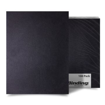 Black Grain Binding Covers with a textured finish, shown in a 100-pack set.