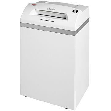 Front view of the Intimus 120 CP4 Cross Cut Paper Shredder, a high-security, white office shredder with a compact and professional design.