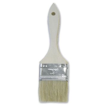 A white-handled Lassco Wizer 2" Padding Brush with natural bristles and a silver metal ferrule, designed for precise application tasks.