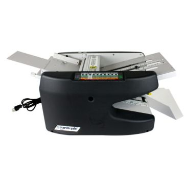 Martin Yale 1611 AutoFolder Paper Folding Machine with adjustable paper guides and compact design for efficient document folding.