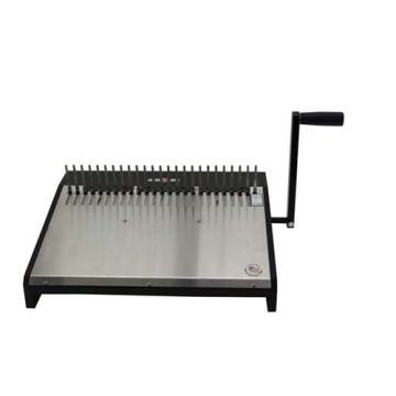 Rhin-O-Tuff Onyx HD4470 14" Manual Comb Opener with a metal base, black handle, and a row of pins for comb binding.