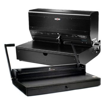 Rhin-O-Tuff 7500HW2 Wide Format Electric 2:1 Wire Binding System, featuring a sturdy black design with manual levers, suitable for heavy-duty binding tasks.