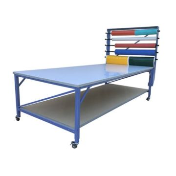 Rhino Work Table with 3/4" MDF Top/Cutting Mat/Roll Holder/Shelf Image 1
