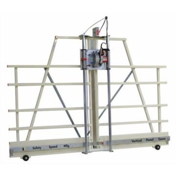 The Safety Speed H5 Full-Sized 64" Vertical Panel Saw, designed for precision cutting of large panels with a sturdy vertical frame and built-in safety features.