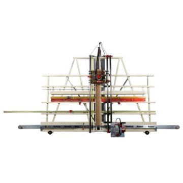 Front view of the Safety Speed SR5A ACM 62 Panel Saw and Router Combo, showcasing its vertical frame and cutting mechanism designed for precise panel cutting and routing.