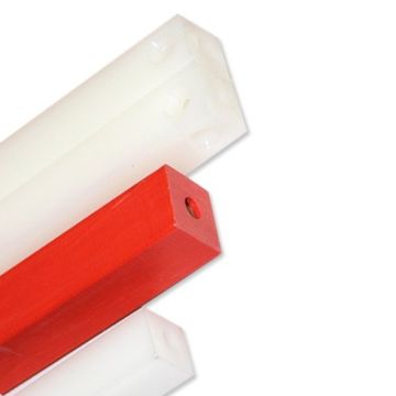 Red and white rectangular cutting sticks, including the Cutting Stick for Dahle 848 Guillotine Stack Cutter (19" x 1/2" x 1/2"), arranged diagonally to showcase their dimensions and smooth surfaces.