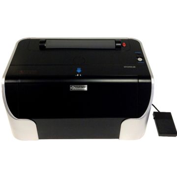 The Tamerica OfficePro-46Ei 4:1 Pitch Electric Coil Binding Machine, shown from a front angle, with its sleek black and silver design.