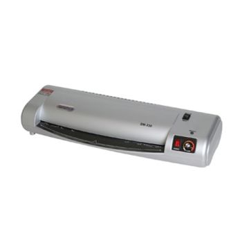 The Tamerica / Tashin SM330 13" Pouch Laminator, a sleek silver office laminating machine designed for efficiently sealing documents.