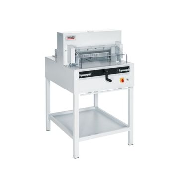 Triumph 4850 18.625" Electric Paper Cutter with Digital Display, featuring a sturdy stand and precision cutting mechanism.