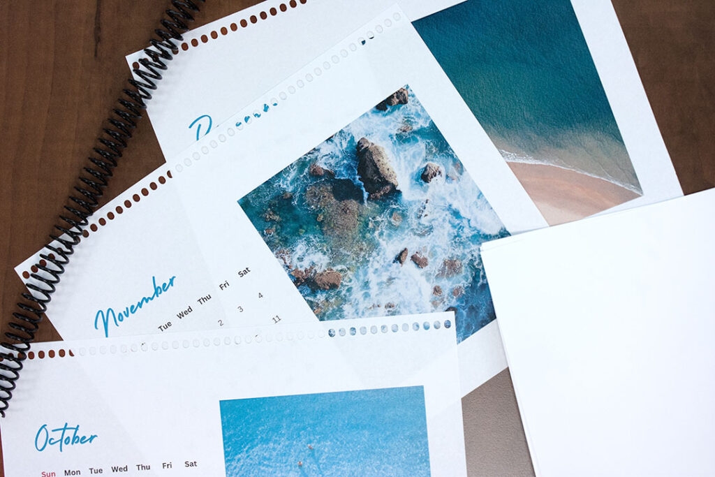 A calendar waiting to be bound by coil binding.