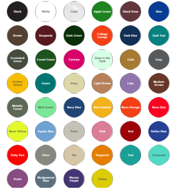 Assortment of colors for spiral coil choices.