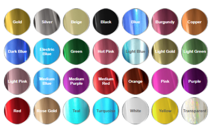 Variety of foil colors