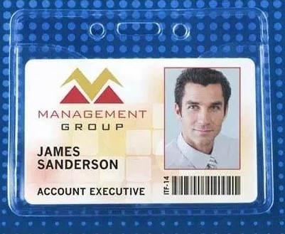 Example of an ID in a badge protector