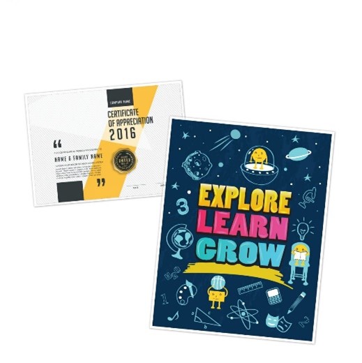 laminated poster and card