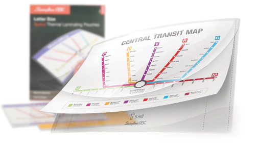 laminating a transit map with a lamination pouch