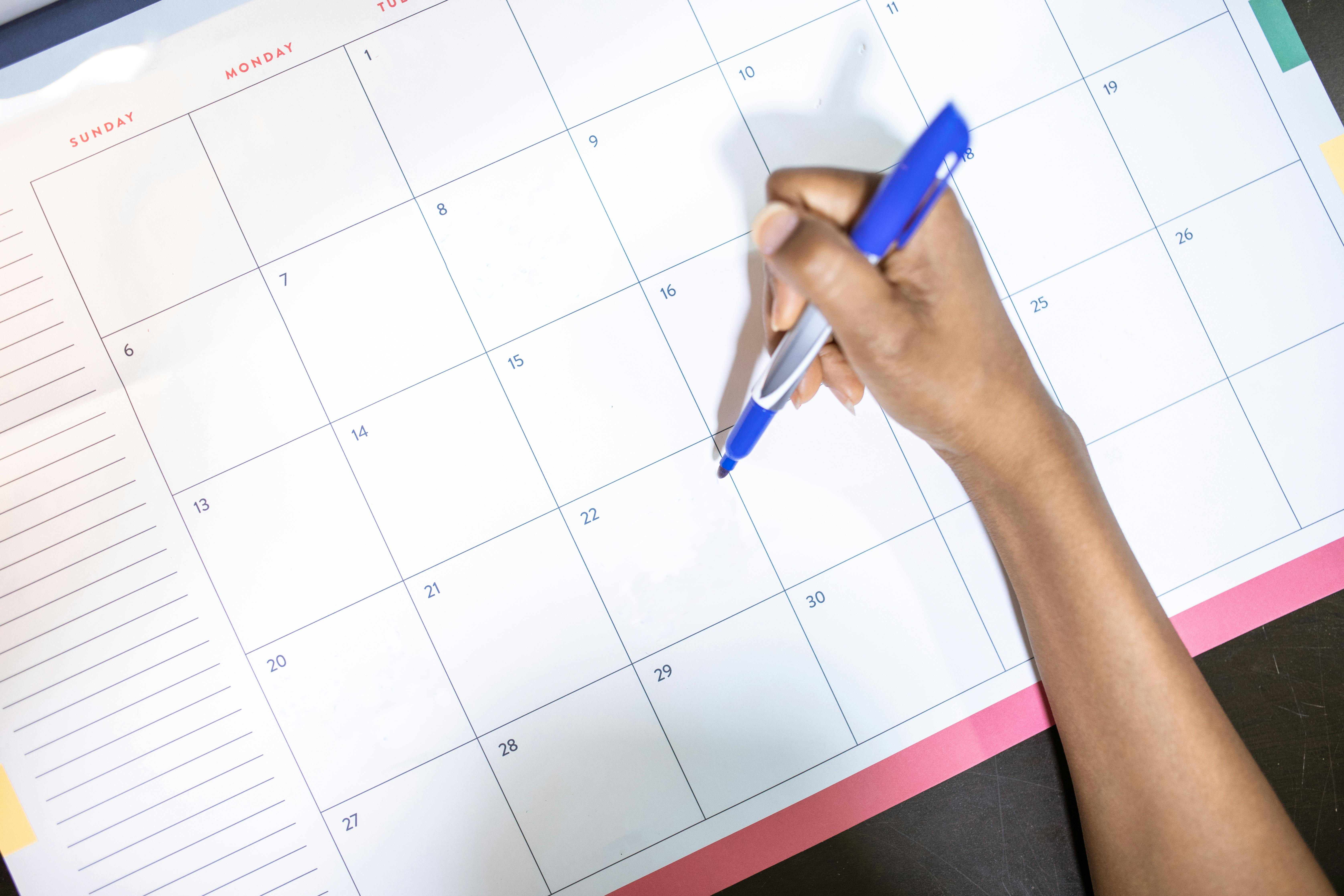 White board calendar