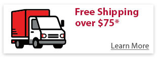 Red delivery truck with 'MyBinding' logo promoting Free Shipping Over $75.